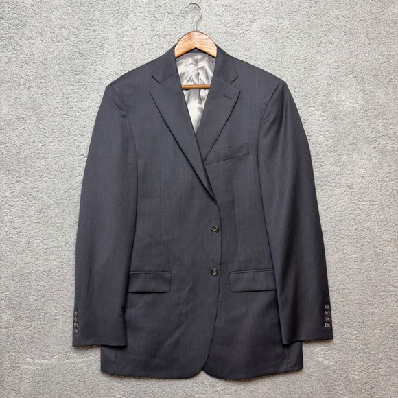 Hart Schaffner Marx Worsted Wool 2Pc Suit 43L Men Gray Blazer Pants Business USA - Picture 6 of 10